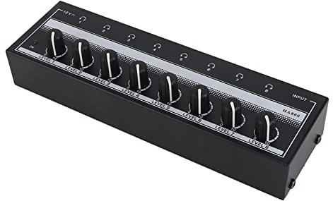 Focket Amplificatore per Cuffie Stereo a 8 Canali, Accessorio Mixer Amplificatore Mini Splitter per Auricolari Portatile, Amplificatore Stereo TRS 12V da 3,5 Mm per Mixer Audio, Monitorag