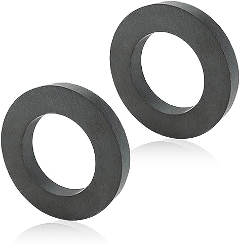 2 Stück Ringmagnet: Ø 70 mm x 32mm x 15 mm Ferrit Ringmagnet mit Loch, Magnetring strapazierfähig Ringmagnete Magnet Scheibe mit Loch Ring für Industrie, DIY, Basteln, Wissenschaftsprojekte