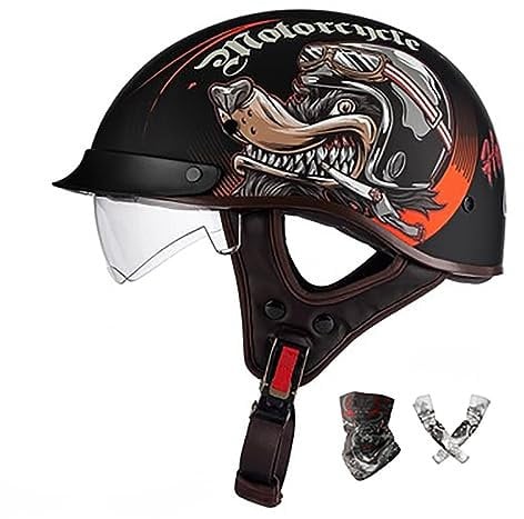 Casco Scodella Casco Scodella Omologato Casco Approvato ECE Moto Mezza Casco Moto Cruiser Chopper Casco Motociclista Adulto Casco Moto Scooter per Uomini E Donne
