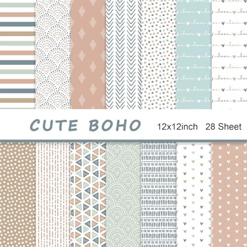 Naszonus Boho-Scrapbook-Papier, 30,5 x 30,5 cm, 40,8 kg/160 g/m², doppelseitiger Druck (BOHO 2)