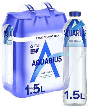 Aquarius Zero Azúcar Limón - Bebida funcional con sales minerales, sin azúcar - botella 1,5L - Pack de 6
