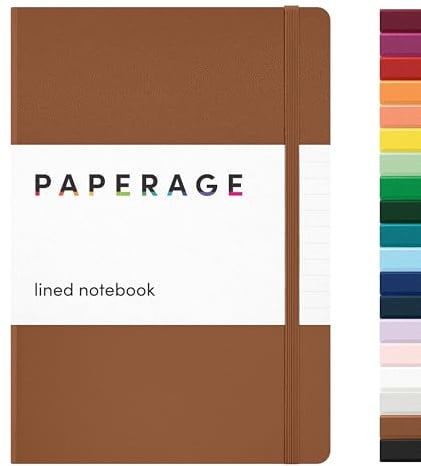 PAPERAGE Taccuino a righe (cognac), 160 pagine, medio 14,5 x 20,3 cm, carta spessa 100 g/m², copertina rigida