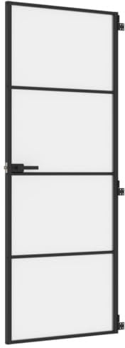 vidaXL Porta per Interni Nera 76x201,5cm Vetro Temperato e Alluminio