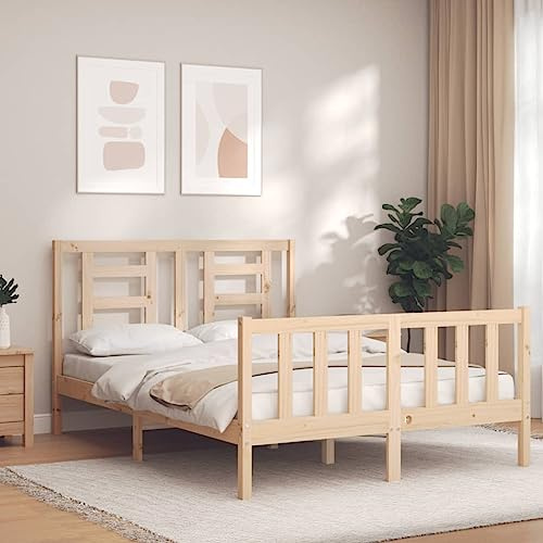 ZQQLVOO Bettgestell Familienbett Palettenbett Massivholzbett mit Kopfteil 140x200 cm