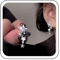 Wendalern Strass-Stern-Ohrstecker Diamant-Kristall-Stern-Krabbler-Ohrringe Kleine Fünfzackige Stern-Baumel-Ohrringe Stern-Cluster Statement-Ohrringe Y2k Schmuck Für Frauen Und Mädchen
