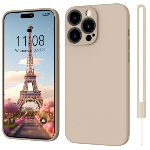 ORDA Hülle Kompatibel mit iPhone 15 Pro 6.1, Ultra Dünn Handyhülle für iPhone 15 Pro 5G Silikon Case,Kratzfeste Rundumschutz Schutzhülle Mit Lanyard Hülle für iPhone 15 Pro Khaki