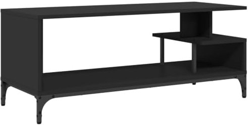 vidaXL Meuble TV, Armoire de Télévision, Meuble Télé avec Rangement Salon Salle de Séjour, Noir Bois d'Ingénierie et Acier Enduit de Poudre