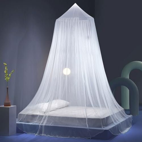 Tundwhite Moustiquaire de Lit,Facile à Installer Moustiquaire pour Lit Double Simple,Moustiquaire Universelle,Moustiquaire Polyester pour Protéger Efficacement des Moustiques