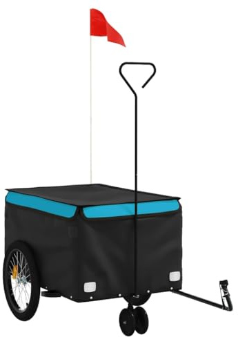 vidaXL Fahrradanhänger Schwarz und Blau 30 kg Eisen