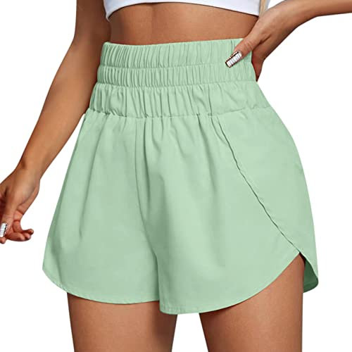 TDEOK Jogginghose Damen Kurz - Yoga Shorts Damen High Waist - Sommerhose Kurz Damen Sport - Sporthose Kurze Hotpants Sweatshorts Sommer Laufshorts Luftig Short High Waist Handytasche 2 In 1 Fitness