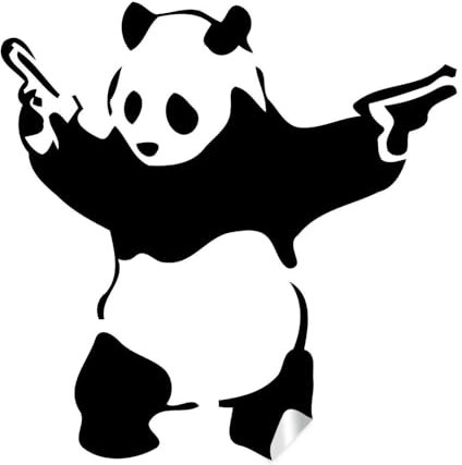 Wandtattoo Banksy Panda mit Schießpistolen – Kunst Graffiti Gun Bear Vinyl Aufkleber 8 x 8
