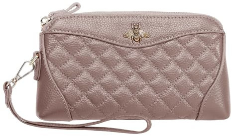 HUA ANGEL Long Portefeuille Clutch Femme pour Téléphone Portable avec Compartiment Cartes et Porte-monnaie Passeport Sac Pochette de Poignet avec Dragonne pour Mariage et Dîner
