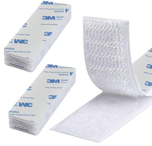10 Pièces de Bandes Scratch Autocollantes Double Face, Extra Fort, Réutilisables et Découpables (3x10 cm, Blanc, Rectangle) - Solution pour Fixations Légères et Connexions Rapides
