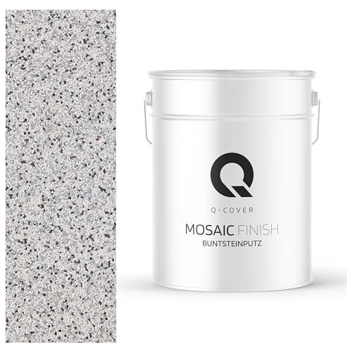 Q-COVER buntsteinputz 12.5 Kg Hellgrau M31 mosaikputz sockelputz dekorative putz innen & außen putz fassadenputz fertigputz edelputz oberputz kratzfest wetterfest