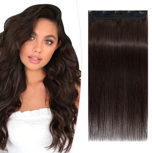 SEGOHAIR Clip in Extensions Echthaar,1 Teilig 5 Clip in Extensions Haarteil 100% Remy Echthaar Glatt Echthaar Extensions Clip,50cm 50g Dunkelstes Braun Für Voluminöses Haar