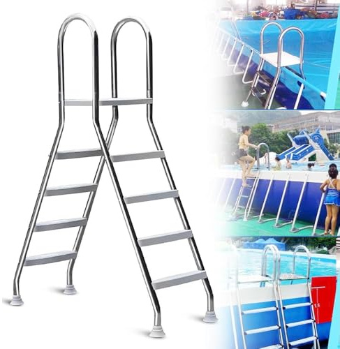 MNBVH Schwimmbadleiter, 52 Zoll Hohe Oberirdische Poolstufen, 4-stufige Leiter Mit Handläufen, Für Wohnwagen, Bühne, Hinterhofpool