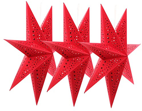 NULYLU 3stücke Sternförmige Lampenschirme aus Papier Weihnachtsdekoration Hängende Sternlaterne Papierstern-lampenschirm Deckenlaterne für Festivals