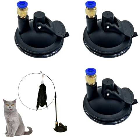 GHYJHS Lot de 3 jouets à ventouse pour chat, noir | Baguette de jeu robuste pour chat, pièce de rechange à ventouse