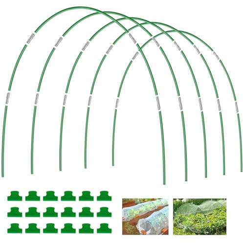 Joyhalo Garten-Reifen für Hochbeete, 25 Stück, Gewächshausreifen, rostfrei, beschichtetes Fiberglas, 2,1 m, Gartentunnel, abnehmbarer Rahmen für Reihenabdeckung, Vogelnetz, Gartennetz