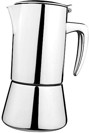 MOLUCKFU Edelstahl Espressokanne Tragbare Mokkakanne Aus Edelstahl Espressomaschine Für Herd Mit Gleichmäßiger Heizung Und Verbrühungssicheren Griffen