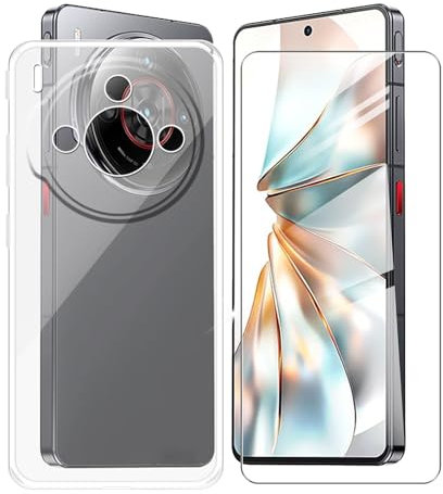 AQGGIIXY pour ZTE Nubia Z60S Pro 5G (6.78) Coque + Verre Trempé, Protège écran Anti-Rayures + Ultra Fin Silicone Case Antichoc Transparent Housse Etui pour ZTE Nubia Z60S Pro 5G
