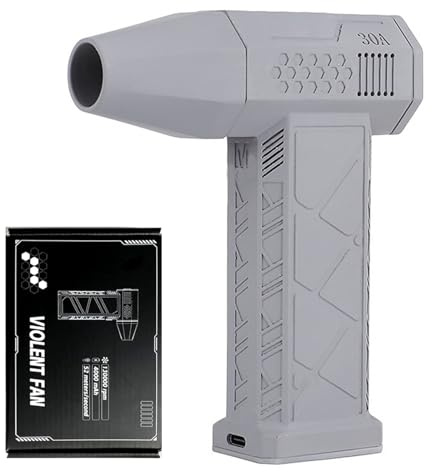 Ac-27 Air Duster, 2025 New Air Duster Ac-27, Elektrische Staubgebläse, 3-Gang 150000 U/min Staubgebläse Luftdruckspray, Wiederaufladbar Druckluft-staubwedel für Tastatur, Auto, Haus (Grau)