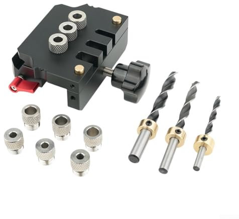 Portable Doweling Jig Kit with Multi Size Drill Bits for Wood, MDF, and Plywood Applications