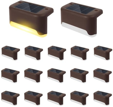 Lotvic Luces Solares para Exteriores, 16 Piezas Luz Solar Exterior, Unidades Luz Solar Escaleras, Luces Solares Led Exterior Jardin, IP65 Impermeable, para Valla Patio Escaleras