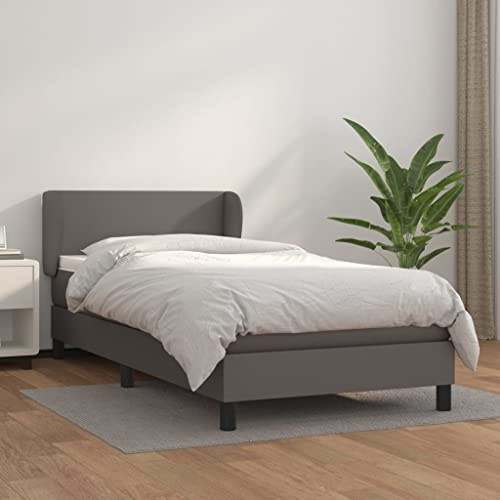 Gecheer Boxspringbett mit Matratze Grau 100x200 cm Kunstleder