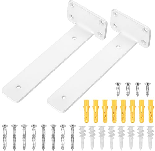 Regalhalterung, 2 Stk Schwebende Regalträger, Unsichtbare Tablarträger Regalwinkel, Schwimmender Regalbodenträger, Schwerlastträger Regalkonsole Wandregal Regalhalterung für Regale (Weiß, 20cm)