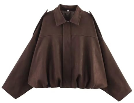 ABEHIK Damen Stillvoll Blouson Jacke Langarm Herbstjacke Übergangsjacke Lässige Sweatjacke Kurze Bomberjacke für Frauen