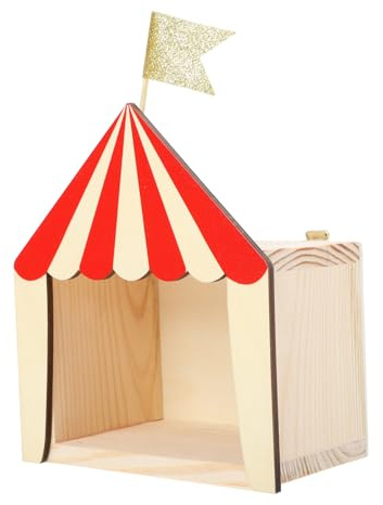 VICASKY Circus Wandaufbewahrungsbox Zirkushausmodell Rot Dekoration | Zirkus Hüttenhaus Regal, Zimmerdekoration, Kreative und Witzige Optik, Geburtstagsparty, Cosplay Party