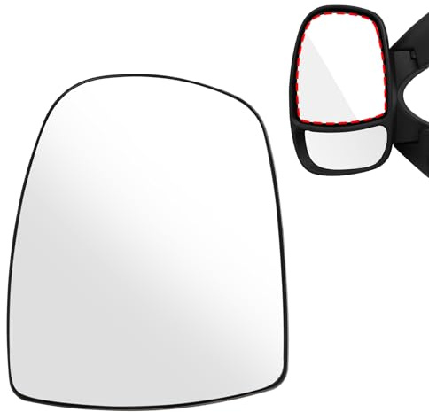 Wing Mirror Glass Heated Upper Left Side 9636600QAH | Replacement for Vauxhall Vivaro A Renault Trafic MK2 Nissan Primastar 2001-2014, Passenger Door Wing Mirror