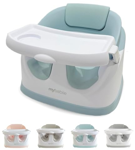 My Babiie MBHCB 2-in-1 Baby Booster Chair – Feeding and Floor Seat for Toddlers, Easy Clean, Removable Tray with Cup Holder, from 6 Months to 3 Years (15kg) – Mint Green