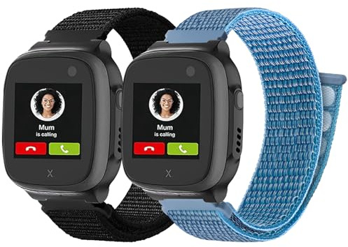 2 Nylon Armbänder 16mm Kompatibel mit Xplora X5 Play/Kidzi/XGO 2/XGO 3 | Kids Smartwatch Bequem Wasserdicht Klettverschluss Verstellbare Ersatzbänder für Kinder Mädchen Jungen