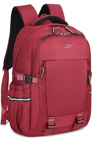 Urban London 18 Inches Laptop Backpack- Large Capacity- Water-Resistant Travel Business School Bag with Multiple Compartments & Padded Straps (Red)