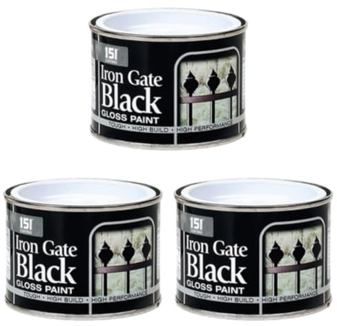 151 Coatings Iron Gate Black Gloss Paint, Weather Resistant, High Performance, Quick Drying, 180ml, Pack of 3