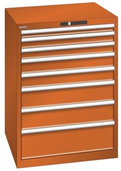 kaiserkraft | ESD-Schubladenschrank | BxTxH 717 x 725 x 1000 mm | 8 Schubladen | 50/75/100/150/200 mm | Traglast 75 kg | orange