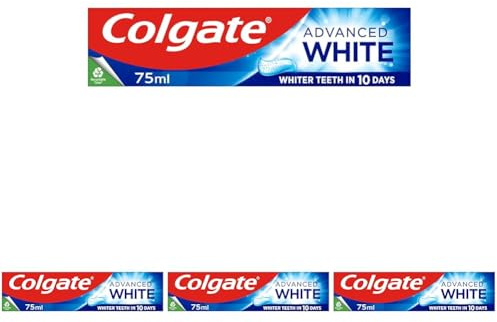 Colgate Advanced White Toothpaste 75ml - Teeth whitening Toothpaste - clinically Proven whitening - whitens in 10 Days - with Active Micro-Cleansing Crystals - new Stain Prevention - Enamel Safe