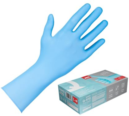 APP QUARTZ Q910 - Guantes desechables de nitrilo azul extra resistentes 6 mil (0,15 mm)