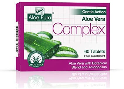 Aloe Pura Aloe Vera Gentle Action Complex Tablets, Natural, Vegetarian, Cruelty Free, Food Supplement, Botanical Blend, 60 Tablets