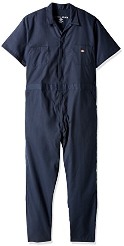 Dickies Men's Flex Short Sleeve Coverall Work Utility, Dark Navy V1, X-Large