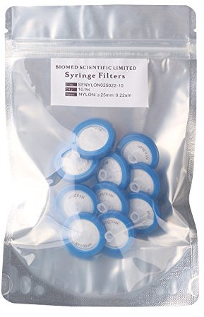 Biomed Scientific - Filtri per siringa in nylon, diametro 25 mm, dimensioni dei pori 0,22 um, confezione da 10
