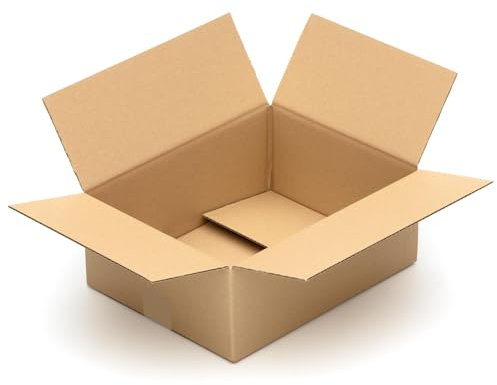 KK Verpackungen Versandkartons 320 x 250 x 120 mm Braun 1-wellig (Außenmaß 325 x 258 x 126 mm) | 25 Stück, Faltkartons Kartons für Versand als DHL Päckchen M DPD Hermes GLS Paketklasse S (KK22)