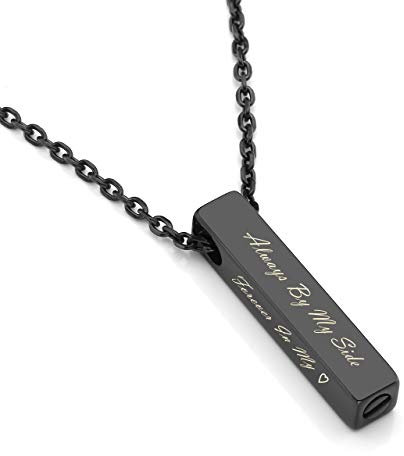 PiercingJ Free Engraving Personalized Custom Stainless Steel Urn Memorial Pendant Bar Necklace Bottle Locket Memorial Ash Keepsake Cremation Jewelry Funnel Fill Kit
