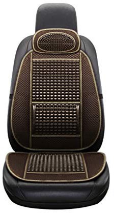 VOSAREA Auto Sitzauflagen Universal Vordersitz Auflage Auto Holz Perlen Sitzaufleger Sitzkissen Sommer Atmungsaktiv Bequem Autositzbezug Kaffee