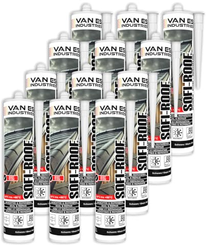 12 x PROFI Dach Dicht Reparatur Bitumenkleber Schindelkleber Kaltkleber Dichtstoff Bitumendichter schwarz Kartusche 300 ml