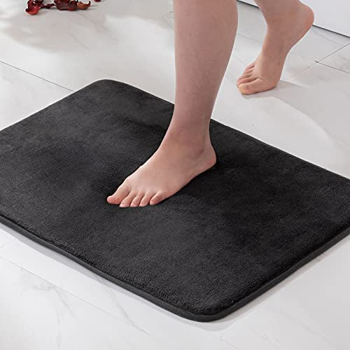 MIULEE Badematte Memoryschaum Badteppich Memory Foam Badezimmerteppich Duschvorleger Teppich Badvorleger Duschmatte Deko Fussmatte rutschfeste Matte für Badezimmer Wohnzimmer 50x80cm Schwarz