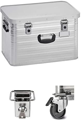 Enders Alubox 63 L mit Schloss Set + Transportrollen - Aluminium Box 1 mm Wandstärke, spritzwasserdicht, stapelbar - Alu Box, Alukiste, Metallbox - verwendbar als Transportbox, Lagerbox, Werkzeugkiste