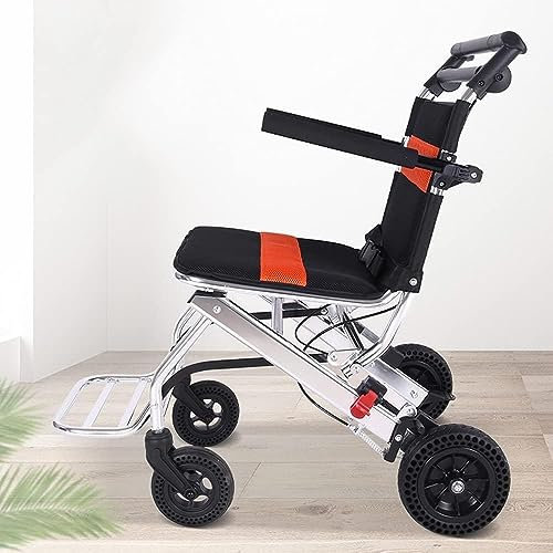 Super Lightweight Foldable Drive Wheelchair,Aluminum Transport Chair for Kids and Adults,Portable Boarding Travelling,Swing Away Footrest (SJ1)